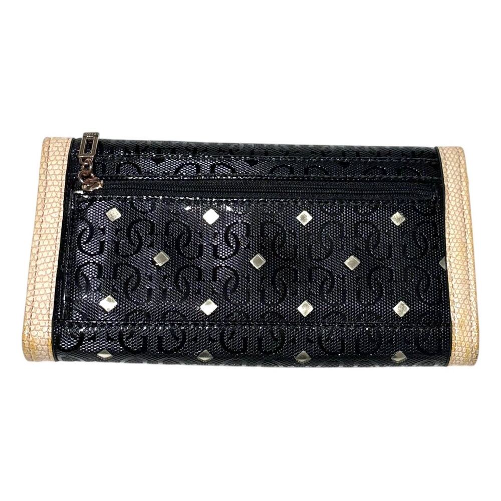 Guess Glam Wallet - Black Cream - Studded Sparkly & Classy w/ Many Pockets! - Picture 2 of 9